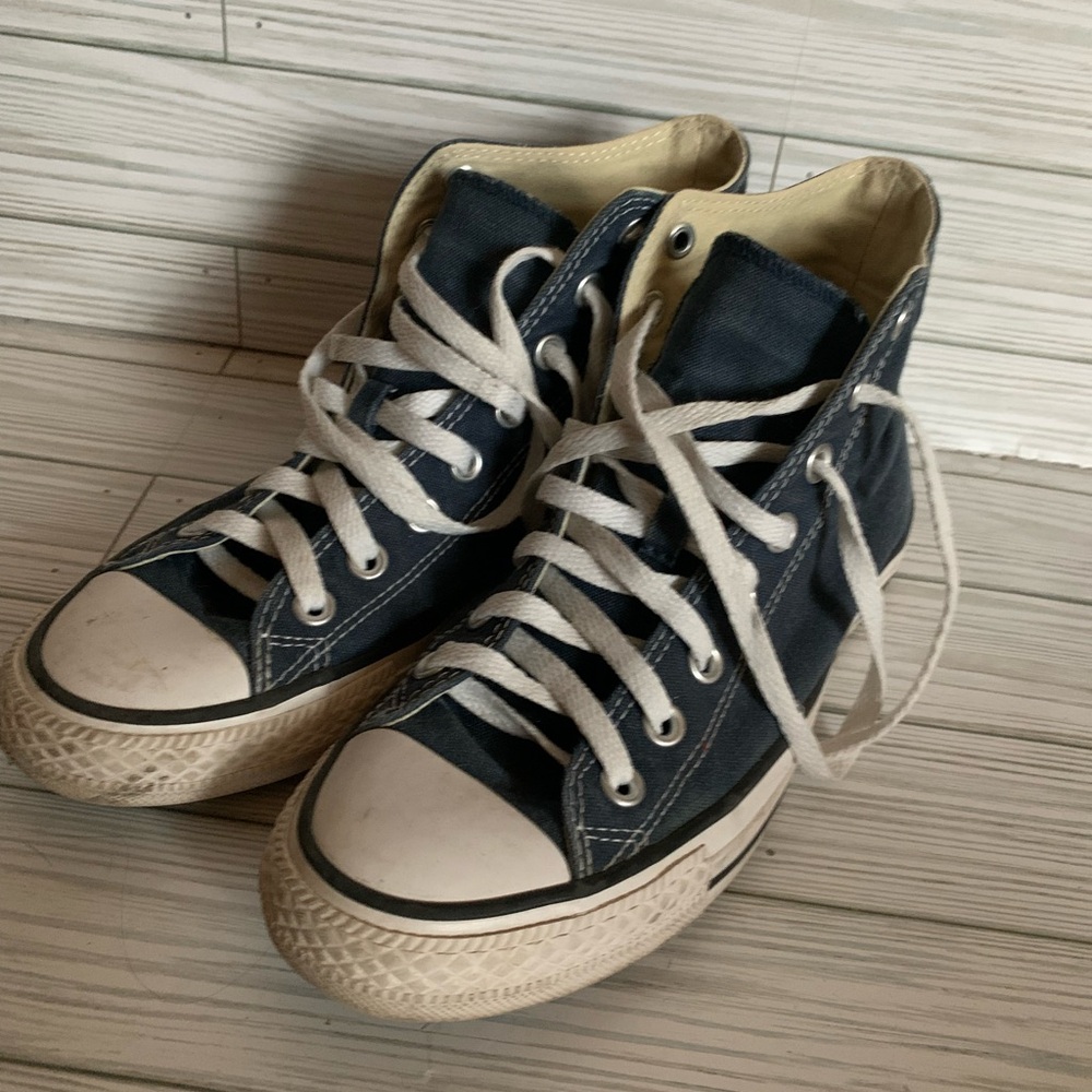 Converse Dark Blue High-Tops with White Accents